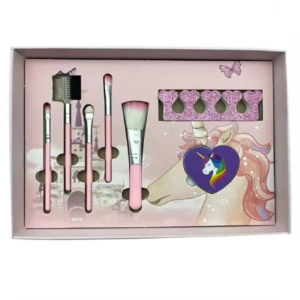 Unikornisos gyerek smink- és ékszerkészlet lányoknak – mosható smink, tükörrel, körömlakkal és gyöngyfűző szettel, 3 fiókos tárolóban (FX) (BBJ) - Image 5