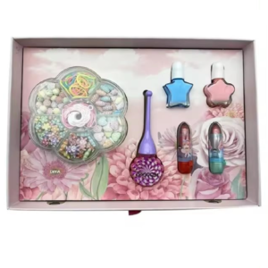 Unikornisos gyerek smink- és ékszerkészlet lányoknak – mosható smink, tükörrel, körömlakkal és gyöngyfűző szettel, 3 fiókos tárolóban (FX) (BBJ) - Image 8