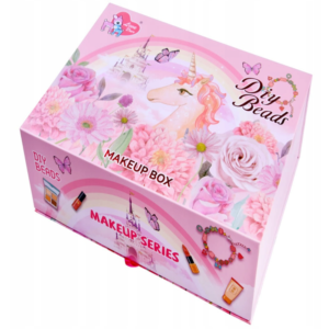 Unikornisos gyerek smink- és ékszerkészlet lányoknak – mosható smink, tükörrel, körömlakkal és gyöngyfűző szettel, 3 fiókos tárolóban (FX) (BBJ) - Image 11