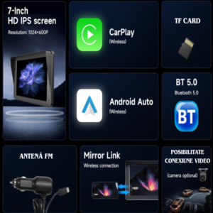 Autós multimédiás navigációs rendszer – 7"-os" HD érintőképernyő, CarPlay & Android Auto, Bluetooth 5.4, FM/AUX, TF kártyahely SD7299 (THM) - Image 10