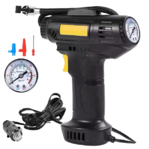 Kompakt analóg akkumulátoros autókompresszor – szivargyújtó tápellátás 10 bar nyomás, 12V motor 18 liter/perc levegőkapacitás (BBJH) - Image 1