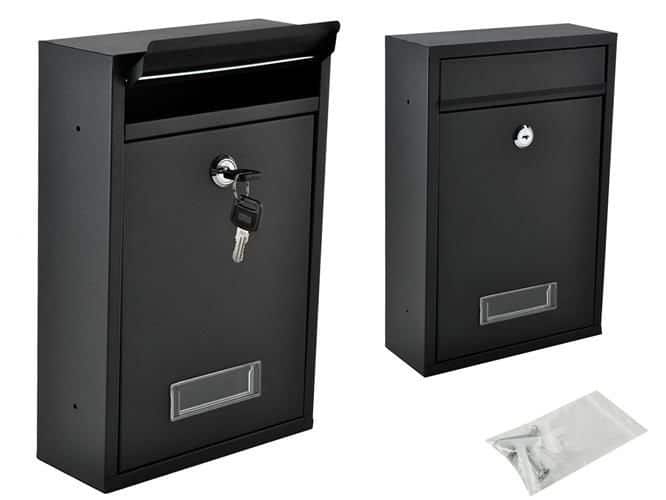 Biztonsági záras fém postaláda 2 kulccsal – fekete (WNDR6237)