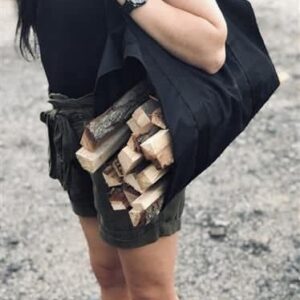 KAMINER tűzifa hordó táska – fa cipelő táska fekete oxford anyagból erős fülekkel (WNDR8791) - Image 2