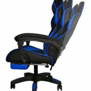 Gamer fotel - szilikon kerekekkel, kihúzható lábtartóval, fekete - kék (WNDR8978) - Image 2