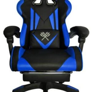 Gamer fotel - szilikon kerekekkel, kihúzható lábtartóval, fekete - kék (WNDR8978) - Image 5
