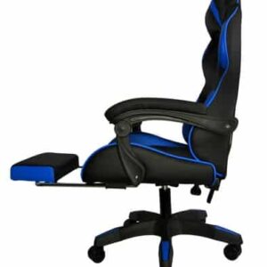 Gamer fotel - szilikon kerekekkel, kihúzható lábtartóval, fekete - kék (WNDR8978) - Image 8