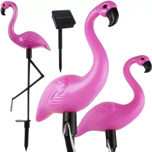 Kerti szolár lámpa flamingó figurával - napelemes kültéri, 3 db (WNDR21151)