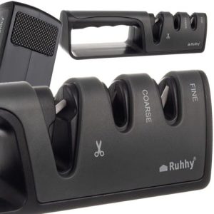 Ruhhy konyhai kés- és ollóélező - csúszásmentes lábakkal, ergonomikus fogantyúval (WNDR22503)