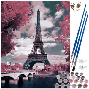 Felnőtt kifestő számozott sablonnal, ecsetekkel és festékkel - Eiffel torony (WNDR22784)