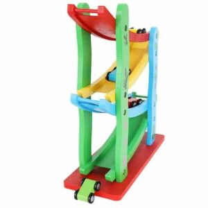 Interaktív, fából készült autós csúszdapálya 4 darab különböző színű kisautóval (WNDR22457) - Image 6