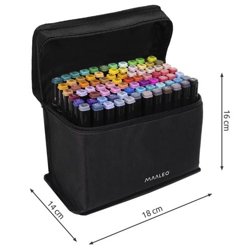 Dupla végű alkoholos kreatív filctoll készlet, 80 db + táska (WNDR24103) - Image 3