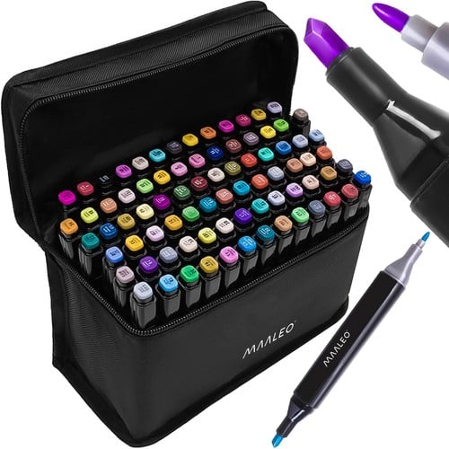 Dupla végű alkoholos kreatív filctoll készlet, 80 db + táska (WNDR24103)