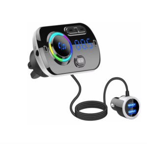 Bluetooth autós FM transzmitter és gyorstöltő – kihangosítóval, LED kijelzővel, dupla USB porttal BC49BQ (THM)