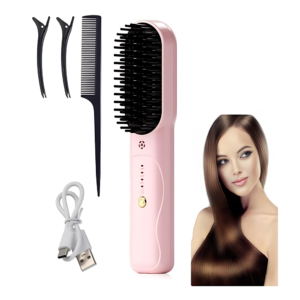 Hordozható USB-s hajkiegyenesítő fésű – kerámia bevonattal, állítható hőfokkal és kiegészítőkkel ZFS-58 (BBD) - Image 1