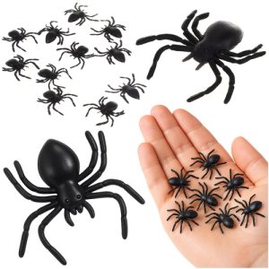 RUHHY Halloween dekorációs pókok – 10 db -fekete (3×3 cm) (WNDR26028)