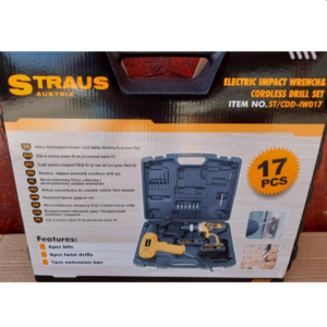 Straus 18V akkus csavarkulcs és fúró készlet – vezeték nélküli szerszámgép szett hordtáskában, tartozékokkal IW017 (FX) (BBD) - Image 4