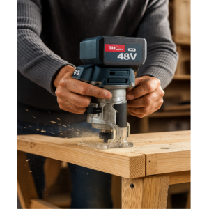 THO Lux akkumulátoros felsőmaró 600W teljesítménnyel – 48V, 28.000 fordulat/perc, precíz faipari marógép M-8101 (FX) (BBD) - Image 2