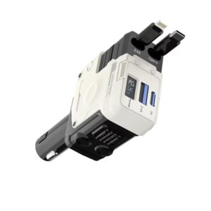 Univerzális autós gyorstöltő 66W – 4 az 1-ben töltő, kihúzható kábelek, USB, Type-C és iPhone csatlakozóval, intelligens védelemmel (BBD) - Image 2