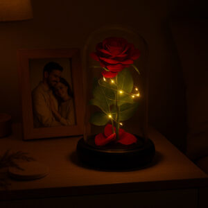 RUHHY Örök Rózsa Üvegkupolában LED Világítással – Az Időtlen Szerelem Szimbóluma (WNDR25682) - Image 4