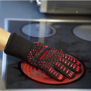 Hőálló grillkesztyű, csúszásmentes, 32 x 12,5 cm, fekete/narancs (WNDR25416) - Image 3