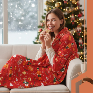 Ruhhy karácsonyi flanel ágytakaró diótörő mintával – puha, meleg pléd 150x200 cm (WNDR26607) - Image 6