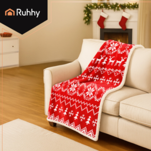 Ruhhy karácsonyi flanel ágytakaró – hópehely mintás, puha és meleg pléd 130x170 cm (WNDR26610) - Image 3