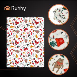 Ruhhy karácsonyi flanel ágytakaró –  vidám ünnepi dekoráció mintás, puha meleg pléd 130x170 cm (WNDR26608) - Image 6