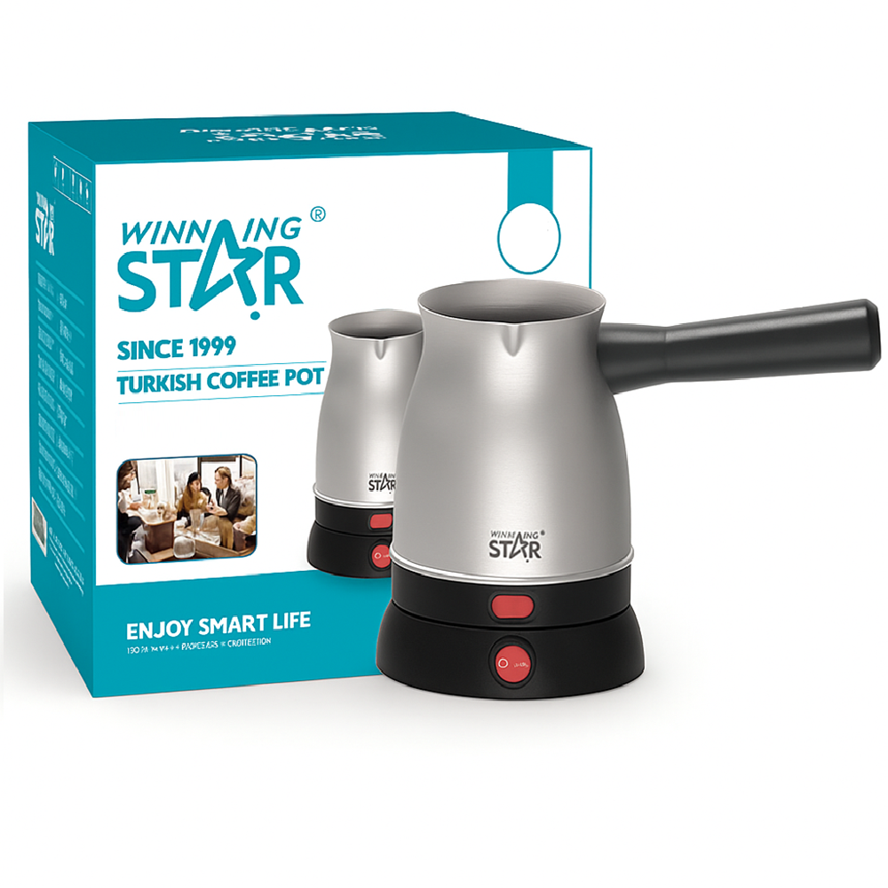 Winning Star elektromos török kávéfőző – 500 ml kapacitású gyorsfőző, rozsdamentes acél házzal és automatikus kikapcsolással ST-9895 (BBA)