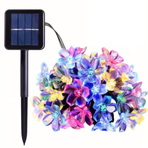 Napelemes LED-es karácsonyi cseresznyevirág fényfüzér – 50 cm hosszú, színes kültéri dekoráció kertbe, teraszra és erkélyre (BBD) - Image 1