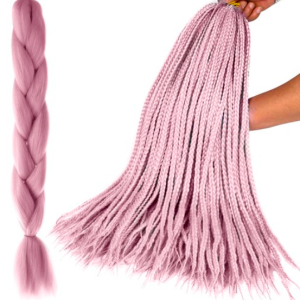 Soulima szintetikus műhaj fonat – 140 cm hosszú, pasztell rózsaszín színű hajhosszabbítás és fonásra alkalmas póthaj (10346)