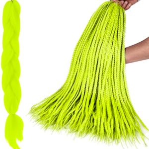 Soulima szintetikus műhaj fonat – 60-65 cm hosszú, neon sárga színű hajhosszabbítás és fonásra alkalmas póthaj (10348)