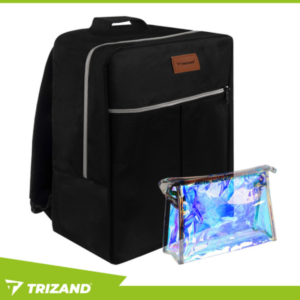 Trizand 17 literes fekete utazó hátizsák – kompakt kézipoggyász 38×24×18 cm méretben - fekete (23734) - Image 3