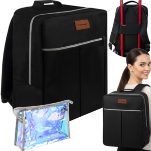 Trizand 17 literes fekete utazó hátizsák – kompakt kézipoggyász 38×24×18 cm méretben - fekete (23734) - Image 11