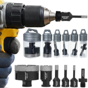 Bigstreeten gyémánt lyukfúró készlet – 6 részes profi fúrószár szett 6–68 mm méretben, adapterrel (WNDR27079) - Image 1