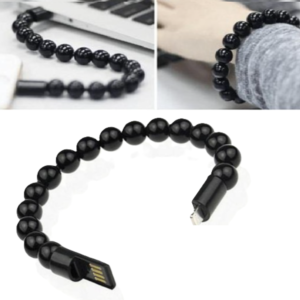Fekete színű USB töltőkábel karkötő iPhone-hoz – lightning csatlakozó (FX) (BLLV) - Image 8
