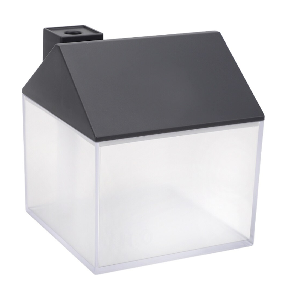 Házikó alakú ultrahangos párologtató diffúzor – LED világítással, halk működésű párásító otthonra és irodába 250 ml - fekete (FX) (BLLV)