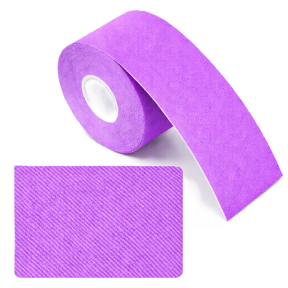 Kineziológiai tapasz – 5 cm × 5 m izom- és ízülettámasztó sport szalag fájdalomcsillapításhoz és regenerációhoz - Lila (FX) (BLLV) - Image 6