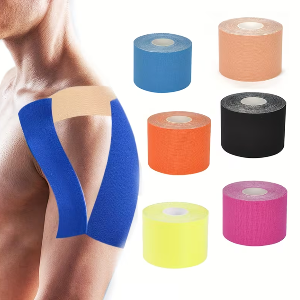 Kineziológiai tapasz – 5 cm × 5 m izom- és ízülettámasztó sport szalag fájdalomcsillapításhoz és regenerációhoz - Sötét zöld (FX) (BLLV) - Image 2