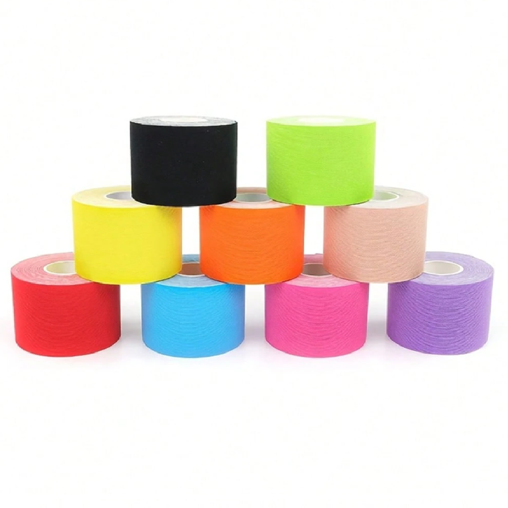 Kineziológiai tapasz – 5 cm × 5 m izom- és ízülettámasztó sport szalag fájdalomcsillapításhoz és regenerációhoz - kék (FX) (BLLV) - Image 5