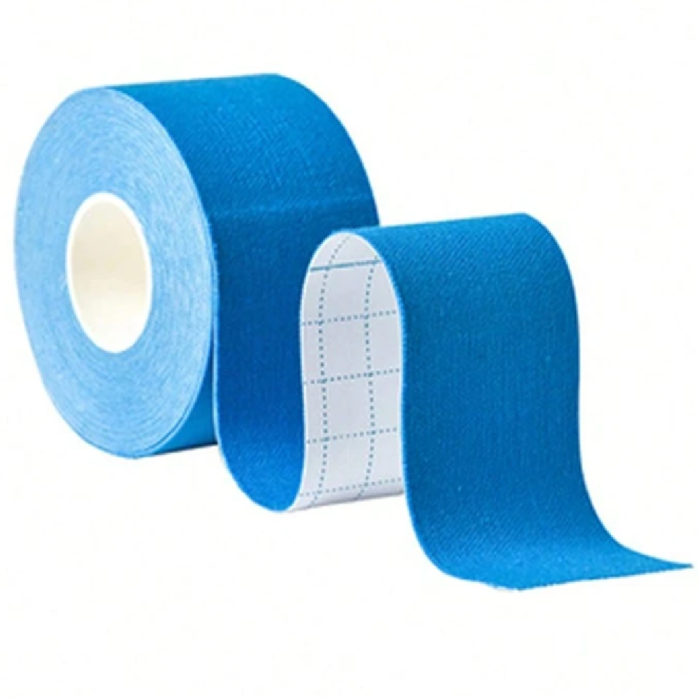 Kineziológiai tapasz – 5 cm × 5 m izom- és ízülettámasztó sport szalag fájdalomcsillapításhoz és regenerációhoz - kék (FX) (BLLV) - Image 3