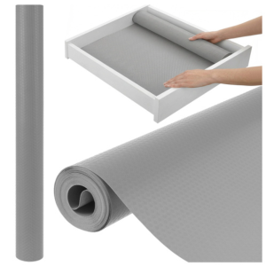 Ruhhy vágható csúszásgátló fiók- és polcbélés – 500×50 cm-es szekrényekhez, konyhába és fürdőbe - szürke (WNDR26866)