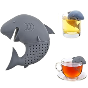 Szilikon cápa tea forrázó – aranyos teaszűrő 7 cm - szürke (BLLV) - Image 1