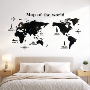 Világtérkép falmatrica – 160×120 cm-es területű dekorációs fali matrica modern otthonokba és irodákba (BLLV) - Image 2
