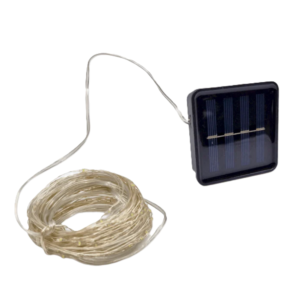 10 Méteres napelemes LED fényfüzér 100 hidegfehér leddel – kültéri dekorációs világítás kertbe, teraszra és erkélyre (FX) (BBV) - Image 6