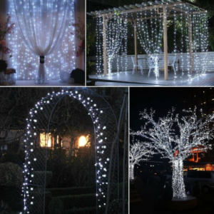 10 Méteres napelemes LED fényfüzér 100 hidegfehér leddel – kültéri dekorációs világítás kertbe, teraszra és erkélyre (FX) (BBV) - Image 3