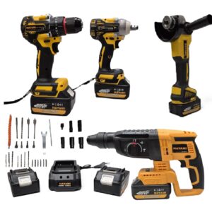 4 az 1-ben akkus szerszámkészlet – fúrókalapács, ütvecsavarozó, sarokcsiszoló, csavarbehajtó, 2 akkuval és töltővel HA-1088 (FX) - Image 12