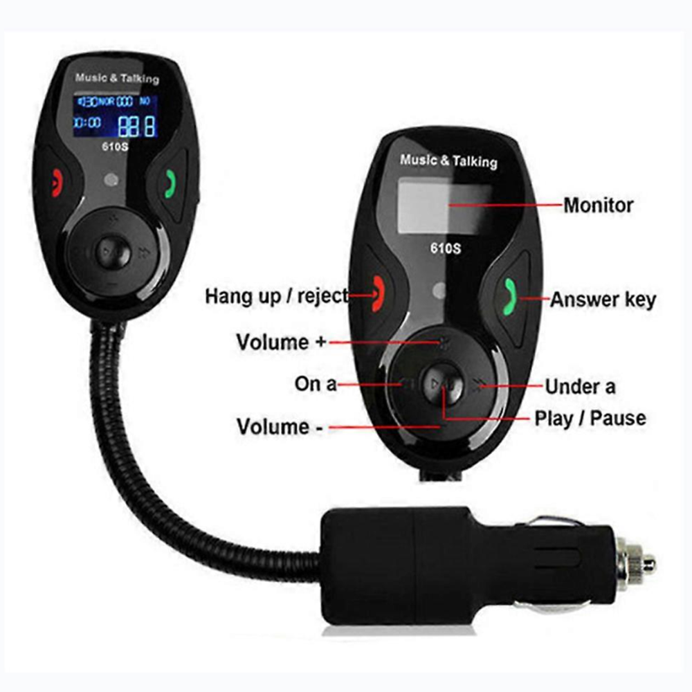 610S Bluetooth autós FM transzmitter MP3 lejátszóhoz, kihangosítóval és távirányítóval, flexibilis kivitel (BBV) - Image 3