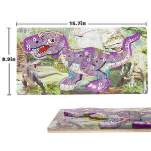 Fa t-rex dinoszaurusz puzzle, 10 db oktató játék kisgyerekeknek (BBMJ) - Image 4