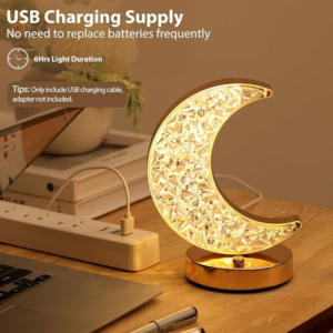 Félhold asztali lámpa – érintésvezérelt, 3 színű, újratölthető led éjszakai fény usb-vel (FX) - Image 4