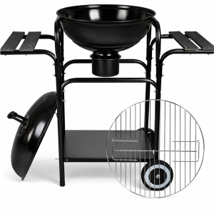 Kaminer G8056 kerti grill 3 polccal és kerekekkel – rozsdamentes acél BBQ grill, fekete 116×40×100 cm (WNDR8056)
